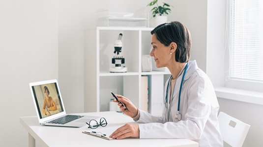 A doctor providing online guidance