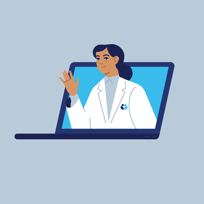 Illustration of doctor on laptop 